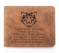 TZYTHT Wolf Fans Gift,Wallet for Men,Engraved Personalized Leather Wallet,Inspirational Motivational Gift Ideas for wolf Lovers, Wolf, Wolf