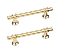 TZYYAO 2 PCS Gold Kitchen Cupboard Handles,Cabinet Door Pulls Handles,Round T Bar Handle,96/128/160/192/320mm Hole Center Handle,Aluminum Alloy Dresser Wardrobe Door Handles,Holecenters:96mm