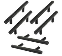 TZYYAO Cabinet Pulls 96/128/160/192/256mm Hole Centers,2 PCS Kitchen Door Handles,Drawer Handles,Round T-Bar Handles Knobs,Handles for Drawers Bathroom Living Room,Black/6pcs-450mm/17.7in