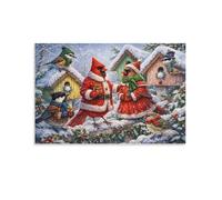 TZZKLAMNYO Dressed Winter Birds Canvas Prints Unframed Modern Pictures Decor HD Wall Art Poster for Living Room, Home, Dining Room, Office Decorations, Gift 24x36inch(60x90cm)