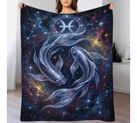 TZZKLAMNYO Pisces Zodiac 3D Printed Flannel Bedding Throw Blanket Soft Fluffy Warm for Couch Sofa Bed Plush Gifts for Kids Adults Girls All Season 50x60inch(127x152cm)