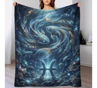 TZZKLAMNYO Pisces Zodiac 3D Printed Flannel Blanket Throw Soft Cosy Fluffy Plush Bedding for Couch Sofa Bed Gifts for Kids Teens Adults Girls All Season 60x80inch(150x200cm)