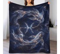 TZZKLAMNYO Pisces Zodiac 3D Printed Flannel Throw Blanket Soft Cosy Fluffy Plush Bedding for Bed Couch Sofa Gifts for Kids Adults Boys All Season 80x90inch(200x230cm)