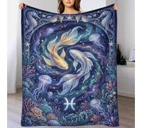 TZZKLAMNYO Pisces Zodiac Warm 3D Printed Flannel Throw Blanket Soft Fluffy Plush Bedding for Couch Sofa Bed Gifts for Kids Teens Adults Boys All Season 40x50inch(100x130cm)