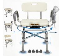 U 2-level Adjustable Extra Wide 360° Swivel Shower Chair for Inside Shower, 550 lbs Heavy Duty Shower Seat for Inside Tub with Arms and Back, Bathtub Chairs for Seniors, Handicap, Elderly and Disabled