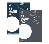 U. A4 Maths Pad - 5mm Squared Paper, 80 Pages | Grid Notepad for School & Homework