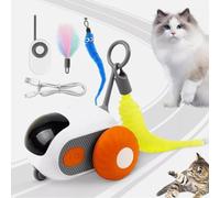U ANNPER Intelligent Interactive Cat Toy Remote Control Automatic Car Mouse Toys Moving USB Rechargeable 15-20M Range Orange Orange/White/Blue/