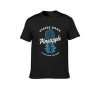 U-BASIC Upside Down Pineapple Swinger Retro T-Shirt Black L