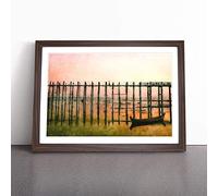 U Bein Bridge in Myanmar Framed Wall Art Picture Print - Canvas Painting - Modern Home Décor Poster - Ready to Hang for Living Room Bedroom Kitchen - Walnut A3 (36 x 48 cm)