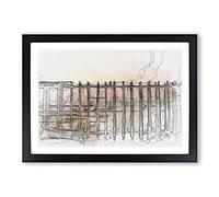 U Bein Bridge in Myanmar in Abstract Framed Print | A2 Black Framed Wall Art | Ready to Hang | Abstract Cityscape Picture | Living Room Bedroom Lounge Office
