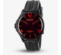 U-BOAT Mens Darkmoon 46.5mm Red Glass Black Rubber Strap Watch 8466/D