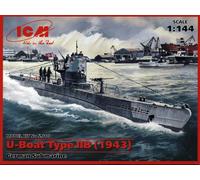 U-boat Type IIB (1943), German submarine 1:350 plastic model kit ICM