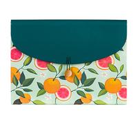 U Brands 13-Pocket Expanding File Folder, Office Supplies, Citrus Squeeze, Brass Hardware, FSC Certified