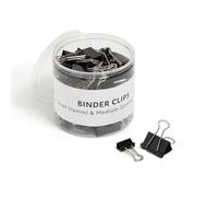U Brands Binder Clips, Assorted Sizes, Small 3/4-Inch Width and 1/3-Inch Paper Holding Capacity, Medium 1-1/4-Inch Width and 1/2-Inch Paper Holding Capacity, Black and Silver Steel, 80-Count