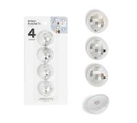 U Brands Disco Ball Locker Magnets, Set of 4, Silver, Fun Magnetic Locker Accessories for School, Whiteboard Accessories, Cute Magnets for Refrigerator