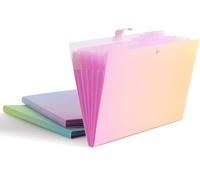 U Brands Fashion Expanding File Folder, Poly 5-Pocket Folder, Pastel Ombre, 3 Pack (3451U01-12)