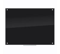 U Brands Glass Whiteboard, Extra Large Dry Wipe Board 119x89 cm with Black Frameless Surface and Silver Grommets, Includes Marker with Eraser and Tray, Premium Wall Board for Office, School, Home