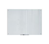 U Brands Glass Whiteboard, Extra Large Dry Wipe Board 119x89 cm with White Frosted Frameless Surface and Silver Grommets, Includes Marker and Tray, Premium Wall Board for Office, School, Home