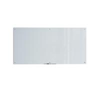 U Brands Glass Whiteboard, Extra Wide Dry Wipe Board 178x89 cm with White Frosted Frameless Surface and Silver Grommets, Premium Wall Board for Office, School, Classroom, Home