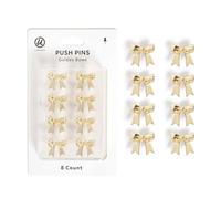 U Brands Gold Bow Push Pins, 8 Count, Cute Push Pins for Bulletin Boards