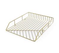 U Brands Metal Paper Tray, Letter Size, Desktop Accessory, Vena Collection, Gold, 3233U03-12