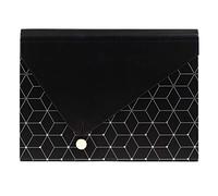 U Brands Modern Classic Fashion Expandable File Folder, Letter Size, 13 Pockets, Black, White & Gold