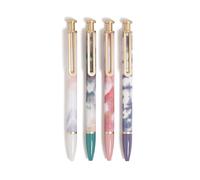 U Brands Monterey Ballpoint Pens, Set of 4, Soft Dye With Gold Details, Bold (1.0 mm) Point, Black Ink