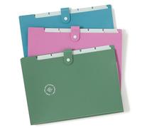 U Brands U-Eco 6 Pocket Poly Expandable Folder, Set of 3, Assorted Brights, Snap Button Closure, Letter Size (6592U01-12)