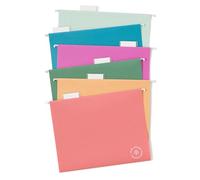 U Brands U-Eco Poly Hanging File Folders, Set of 12, Assorted Brights, White Metal Hanging Rods, Letter Size (6596U01-12)