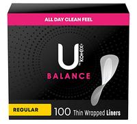 U by Kotex Barely There Thin Panty Liners, Unscented, 100 Count by U by Kotex
