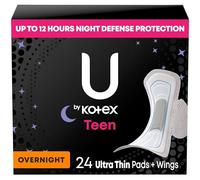 U by Kotex Balance Sized for Teens Ultra Thin Overnight Pads with Wings, 24 Count (Packaging May Vary)