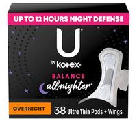 U by Kotex Balance 38 Piece Ultra Thin Night Towels with Wings