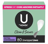 U by Kotex Clean & Secure Panty Liners for women (Previously 'Security LightDays'), Light Absorbency, Extra Coverage, 80 Count (Packaging May Vary)