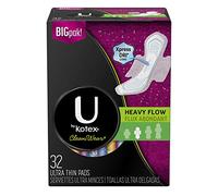 U by Kotex Cleanwear Ultra Thin Pads with Wings, Heavy Flow, 32 Count
