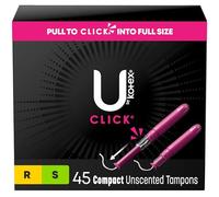 U by Kotex Click Compact Multipack Tampons, Regular/Super Absorbency, Unscented, 45 Count