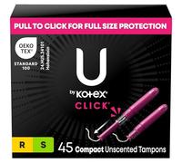 U by Kotex Click Compact Multipack Tampons, Regular/Super Absorbency, Unscented, 45 Count