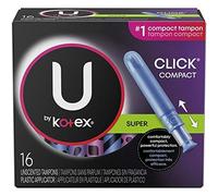 U by Kotex Click Compact Tampons, Super Absorbency, Unscented, 16 Ct (Pack of 2)