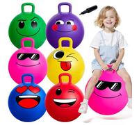 U&C Planet 18 Inch Space Hoppers for Kids,Jumping Ball with Handle, Inflatable Hopping Balls,Hopper Ball with Pump for Boys Girls Age 3-8 Indoor and Outdoor Garden Game (Multicoloured)