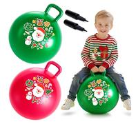 U&C Planet 2 Pack Christmas Space Hopper 18 Inch Bouncy Ball for Kids Ages 3-8, Christmas Ride-On Hopper Ball with Hand Pump, Non-Slip Base, 100kg Capacity