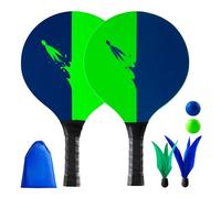 U&C Planet Beachball Set Paddle Ball Game Wooden Beach Bat Set Racket Game for Children&Family 2 Paddles 2 Balls and 2 Birdies Toys for Garden Beach Party