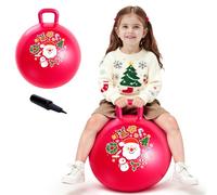 U&C Planet Christmas Space Hopper 18 Inch Bouncy Ball for Kids Ages 3-8, Christmas Themed Ride-On Hopper Ball with Hand Pump, Non-Slip Base, 100kg Capacity, Idea