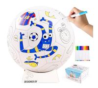 U&C Planet Customizable Size 3 Football Colouring Football for Kids Ages 3-8, Includes 10 Washable Markers, Ball Stand & Pump, Durable PVC, Indoor & Outdoor Play, Creative Gift Ide