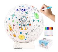 U&C Planet Customizable Size 3 Football Colouring Football for Kids Ages 3-8, Includes 10 Washable Markers, Ball Stand & Pump, Durable PVC, Indoor & Outdoor Play, Creative Gift Idea