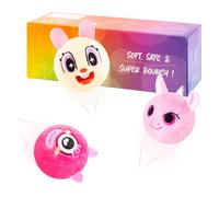 U&C Planet Easter Gifts Bunny Balls 3 Pack Bouncy Balls Toddler Sensory Balls Super Soft Plush Animal Toys for Kids, High Bouncing up to 10FT, Easter Gift for Toddlers Boys Girls Ages 3+