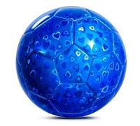 U&C Planet Size 3 Football Glitter Football with Shining Heart Patterns Durable PVC Soccerball with Pump for Children Indoor Outdoor Play, for Age 3-8