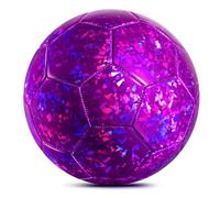 U&C Planet Size 3 Football Glitter Football with Shining Ice Patterns Durable PVC Soccerball with Pump for Children Indoor Outdoor Play, for Age 3-8