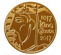 U-Coins 24K Gold Plated 2017 King Canute Brilliant Uncirculated 5 Pound - encapsulated in Lighthouse Everslab Coin Holders