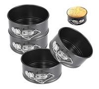 U COOK Cake Tins Pan for Baking, Non-Stick and Leakproof, Bake Oven Tray Round Mini Springform with Removable Bottoms. Birthday Christmas Cheesecake Spong Cakes. (4 Pack - MINI TINS)