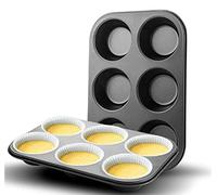 U-COOK Muffin Tin Quality Non Stick Trays 6 Hole Baking Pans. Deep Strong Durable Material 27cm x 8cm. Hole Measures 7cm x 2.5cm (3” x 1”).