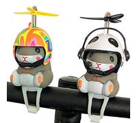U/D 2PCS Bike Bell with Light and Helmet Cute Hamster Bicycle Horn, Dashboard Decoration Hamster Toy Motorcycle Bike Bells Rubber Duck